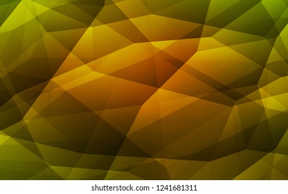 Dark Green, Yellow vector polygonal pattern. Glitter abstract illustration with an elegant triangles. Completely new template for your banner.