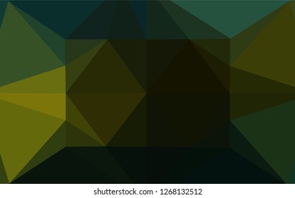 Dark Green, Yellow vector polygonal background. A sample with polygonal shapes. The elegant pattern can be used as part of a brand book.