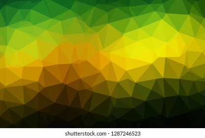 Dark Green, Yellow vector polygonal pattern. Shining colored illustration in a Brand new style. Triangular pattern for your business design.