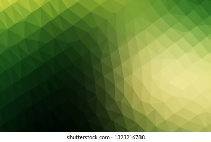 Dark Green, Yellow vector polygonal pattern. Shining colored illustration in a Brand new style. The best triangular design for your business.