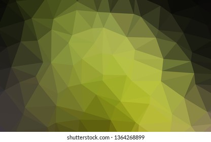 Dark Green, Yellow vector polygonal background. Triangular geometric sample with gradient.  Brand new style for your business design.