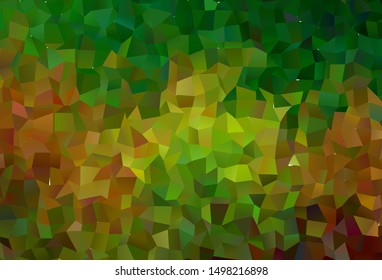 Dark Green, Yellow vector polygonal template. Geometric illustration in Origami style with gradient.  Triangular pattern for your design.