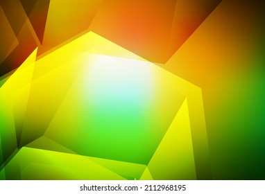 Green oscuro, patrón poligonal vector amarillo. Ilustración abstracta colorida con triángulos. Mejor diseño triangular para su negocio.