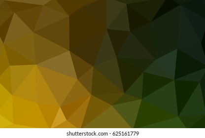 Dark Green, Yellow vector polygonal illustration, which consist of triangles. Triangular pattern for your business design. Geometric background in Origami style with gradient. 