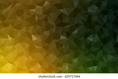 Dark Green, Yellow vector polygonal illustration, which consist of triangles. Triangular pattern for your business design. Geometric background in Origami style with gradient. 
