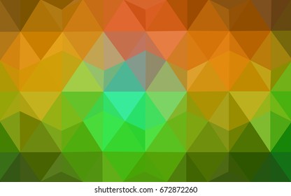 Dark Green, Yellow vector polygonal illustration, which consist of triangles. Triangular pattern for your business design. Geometric background in Origami style with gradient. 