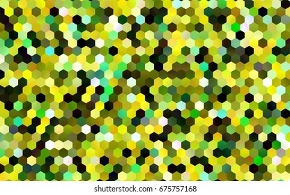 Dark Green, Yellow vector polygonal illustration, which consist of hexagons. Hexagonal pattern for your business design. Geometric background in Origami style with gradient. 