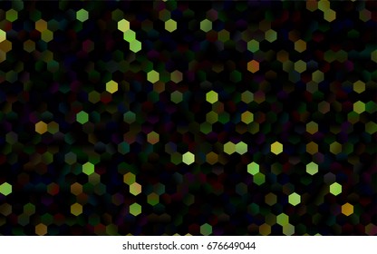 Dark Green, Yellow vector polygonal illustration, which consist of hexagons. Hexagonal pattern for your business design. Geometric background in Origami style with gradient. 