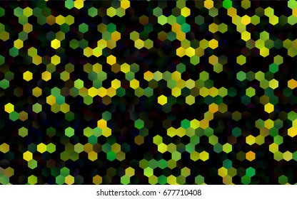 Dark Green, Yellow vector polygonal illustration, which consist of hexagons. Hexagonal pattern for your business design. Geometric background in Origami style with gradient. 