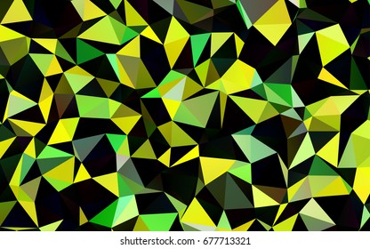 Dark Green, Yellow vector polygonal pattern. Glitter abstract illustration with an elegant design. A new texture for your design.