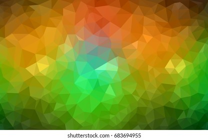 Dark Green, Yellow vector polygonal illustration, which consist of triangles. Triangular pattern for your business design. Geometric background in Origami style with gradient. 