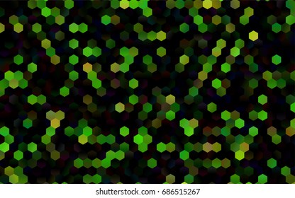 Dark Green, Yellow vector polygonal illustration, which consist of hexagons. Hexagonal pattern for your business design. Geometric background in Origami style with gradient. 