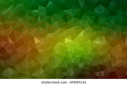 Dark Green, Yellow vector polygonal illustration, which consist of triangles. Triangular pattern for your business design. Geometric background in Origami style with gradient. 
