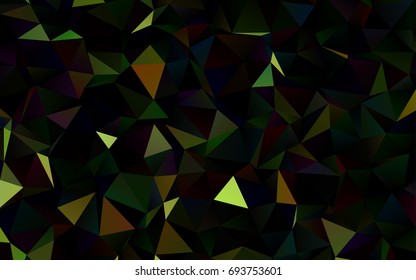 Dark Green, Yellow vector polygonal template. A sample with polygonal shapes. Triangular pattern for your business design.