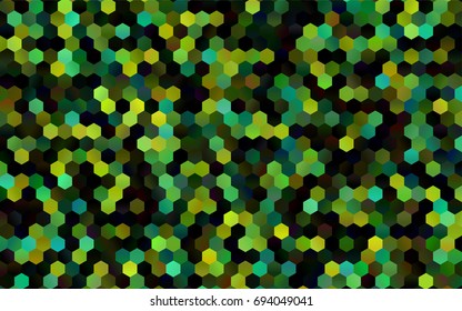 Dark Green, Yellow vector polygonal illustration, which consist of hexagons. Hexagonal design for your business. Creative geometric background in Origami style with gradient