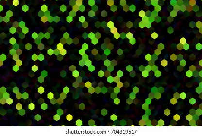 Dark Green, Yellow vector polygonal illustration, which consist of hexagons. Hexagonal design for your business. Creative geometric background in Origami style with gradient