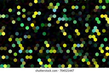 Dark Green, Yellow vector polygonal illustration, which consist of hexagons. Hexagonal pattern for your business design. Geometric background in Origami style with gradient. 