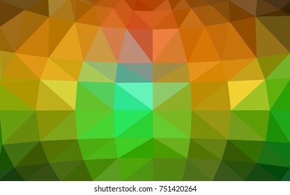 Dark Green, Yellow vector polygonal illustration, which consist of triangles. Triangular pattern for your business design. Geometric background in Origami style with gradient. 