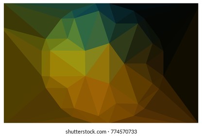 Dark Green, Yellow vector polygonal illustration, which consist of triangles with a gemstone in center. Triangular design of a huge diamond for your business. Creative geometric background of gems.