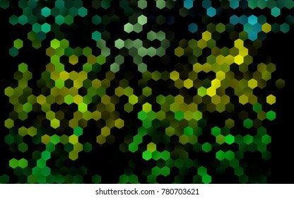 Dark Green, Yellow vector polygonal illustration, which consist of hexagons. Hexagonal pattern for your business design. Geometric background in Origami style with gradient. 