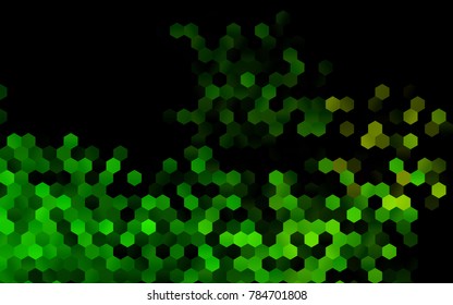 Dark Green, Yellow vector polygonal illustration, which consist of hexagons. Hexagonal design for your business. Creative geometric background in Origami style with gradient