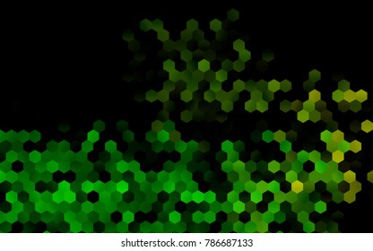 Dark Green, Yellow vector polygonal illustration, which consist of hexagons. Hexagonal pattern for your business design. Geometric background in Origami style with gradient. 