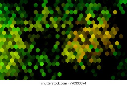 Dark Green, Yellow vector polygonal illustration, which consist of hexagons. Hexagonal pattern for your business design. Geometric background in Origami style with gradient. 