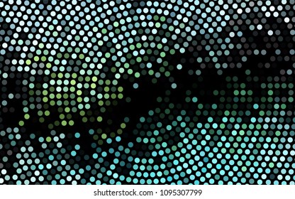 Dark Green, Yellow vector red banner with set of circles, dots. Donuts Background. Creative Design Template. Technological halftone illustration.
