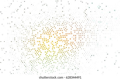 Dark Green, Yellow vector red banner with set of circles, dots. Donuts Background. Creative Design Template. Technological halftone illustration.