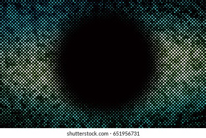 Dark Green, Yellow vector red banner with set of circles, dots. Donuts Background. Creative Design Template. Technological halftone illustration.