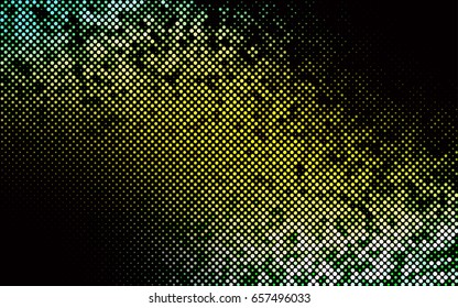 Dark Green, Yellow vector red banner with set of circles, dots. Donuts Background. Creative Design Template. Technological halftone illustration.