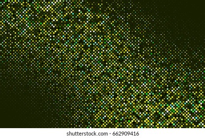Dark Green, Yellow vector red banner with set of circles, dots. Donuts Background. Creative Design Template. Technological halftone illustration.