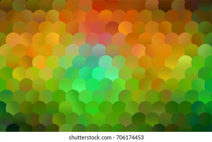 Dark Green, Yellow vector red pattern of geometric circles, shapes. Colorful mosaic banner. Geometric background with colored disks.
