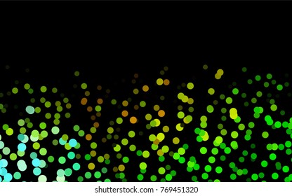 Dark Green, Yellow vector red pattern of geometric circles, shapes. Colorful mosaic banner. Geometric background with colored disks.