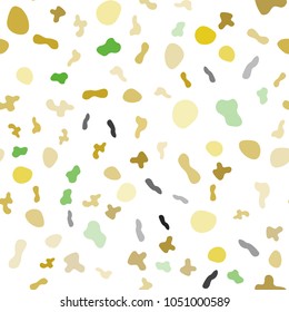 Dark Green, Yellow vector seamless pattern with bent lines. Colorful abstract shapes on white background. Pattern for design of fabric, wallpapers.