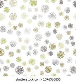 Dark Green, Yellow vector seamless natural elegant background. Doodle illustration of flowers in Origami style with gradient. Template for backgrounds of cell phones.