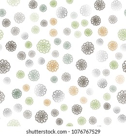 Dark Green, Yellow vector seamless natural elegant artwork. Flowers on blurred abstract background with gradient. Template for backgrounds of cell phones.