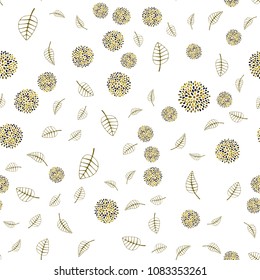 Dark Green, Yellow vector seamless natural artwork with leaves and flowers. Leaves and flowers with gradient on white background. Pattern for heads of websites and designs.