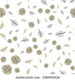 Dark Green, Yellow vector seamless natural artwork with leaves and flowers. Sketchy doodles on white background. Completely new template for your brand book.
