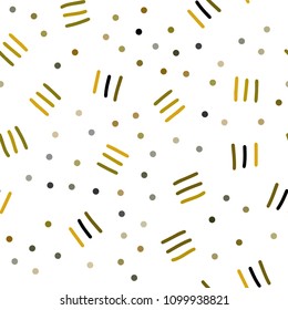 Dark Green, Yellow vector seamless texture with elements of lines. Decorative abstract design of repeating lines, circles. Template for business cards, websites.