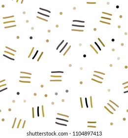 Dark Green, Yellow vector seamless texture with elements of lines. Decorative abstract design of repeating lines, circles. Pattern for design of window blinds, curtains.