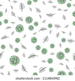 Dark Green, Yellow vector seamless elegant wallpaper with leaves and flowers. Colorful abstract illustration with leaves in doodle style. Pattern for wallpapers and coloring books.
