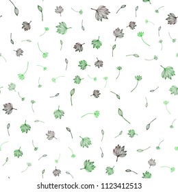Dark Green, Yellow vector seamless sketch cover. Colorful abstract illustration with leaves in doodle style. The template for background of cell phones.