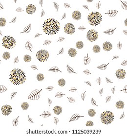 Dark Green, Yellow vector seamless doodle layout with leaves and flowers. Colorful illustration in doodle style with leaves, flowers. Completely new template for your design.
