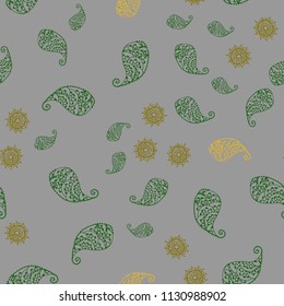 Dark Green, Yellow vector seamless natural artwork with leaves and flowers. Colorful illustration in doodle style with leaves, flowers. The best blurred design for your business.