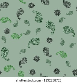 Dark Green, Yellow vector seamless doodle texture with leaves and flowers. Modern abstract illustration with leaves and flowers. Completely new template for your design.