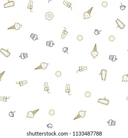 Dark Green, Yellow vector seamless pattern with fresh ingredients. Beautiful colored illustration with food in doodle style. Pattern for ads of breakfast, lunch, dinner.
