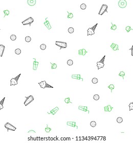 Dark Green, Yellow vector seamless template with organic meal. Decorative shining illustration with food on abstract template. Doodle design for your business advert of cafes.
