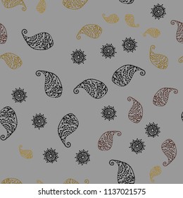 Dark Green, Yellow vector seamless natural pattern with leaves and flowers. Brand new colored illustration with leaves and flowers. A new texture for your wallpaper design.