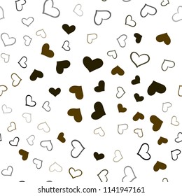 Dark Green, Yellow vector seamless texture with lovely hearts. Decorative shining illustration with hearts on abstract template. Pattern can be used for valentine's ad, booklets.